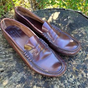 Men Vintage Brown Penny Loafers Size 10/Men Dress Shoes/ Men Slip On Shoes